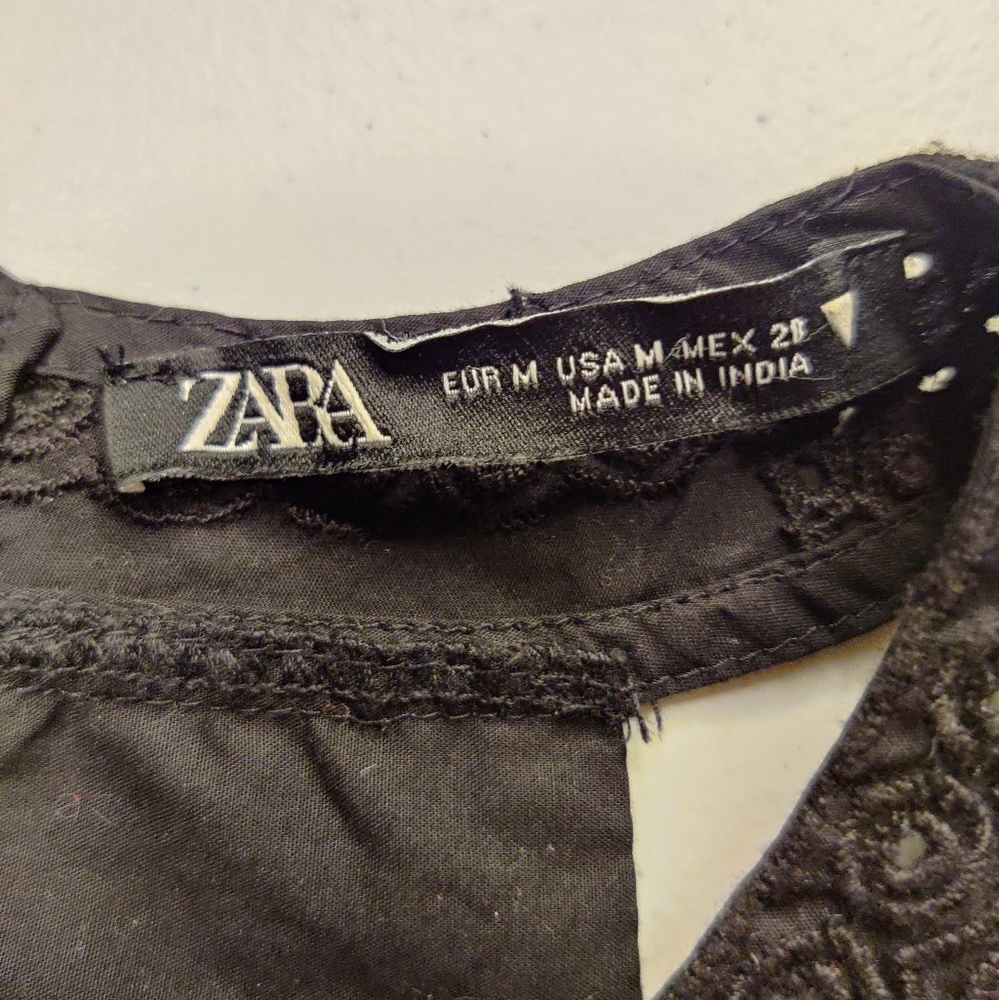 Zara Black Crop Flowey Sleeveless Top Size M - Picture 5 of 5